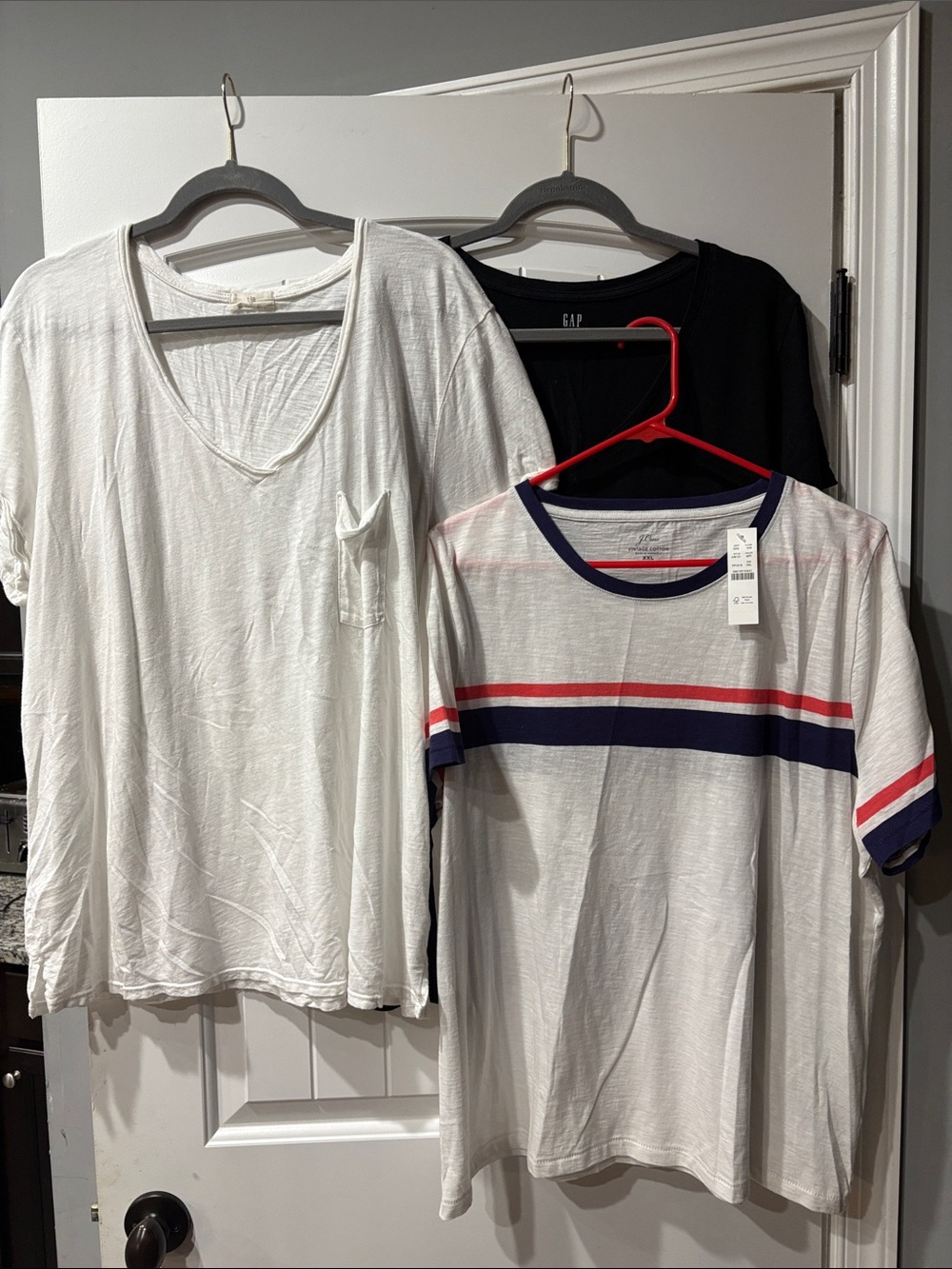 J. Crew White tee, t. la by Anthropologie White tee, Gap black tee LOT of 3